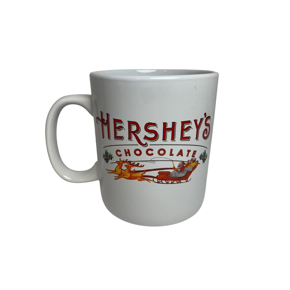 Hershey's Chocolate Santa Sleigh Christmas Coffee Mug Galerie White Ceramic XL